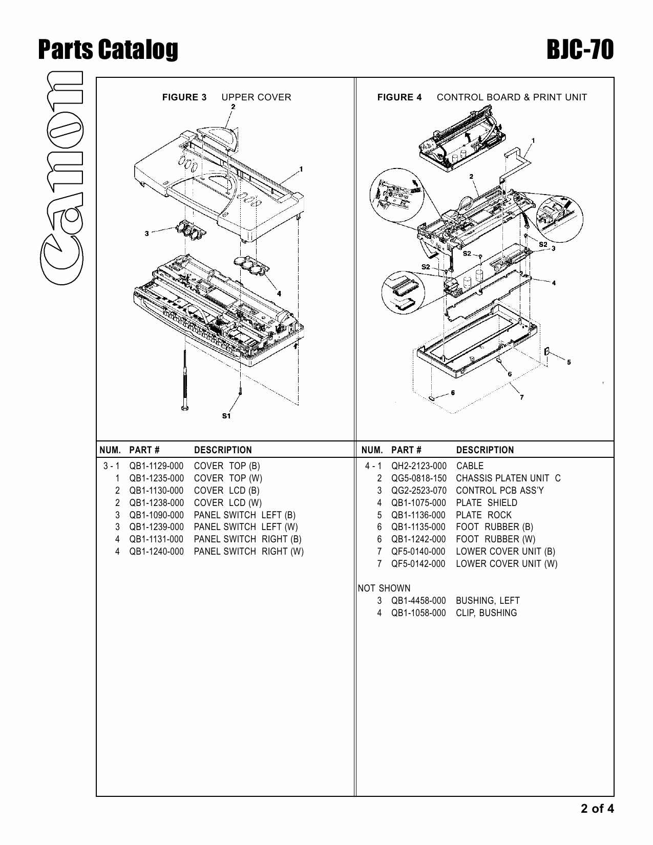 Canon BubbleJet BJC-70 Parts Catalog Manual-3